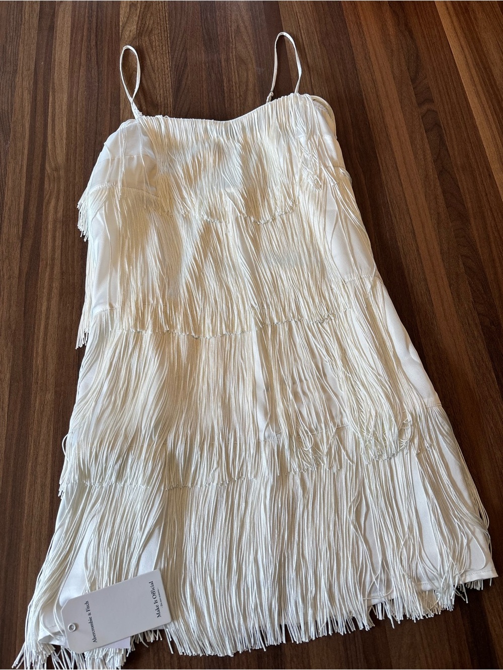 Abercrombie & Fitch Ivory Fringe Slip Skirt